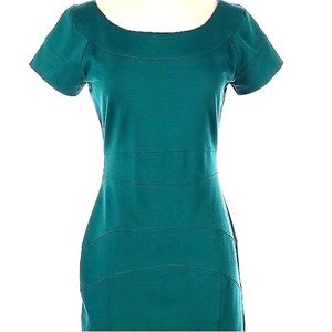 Nicole Miller Artelier Katrina Ponte Dress Green P/XS/0 Boatneck BodyCon Wedding
